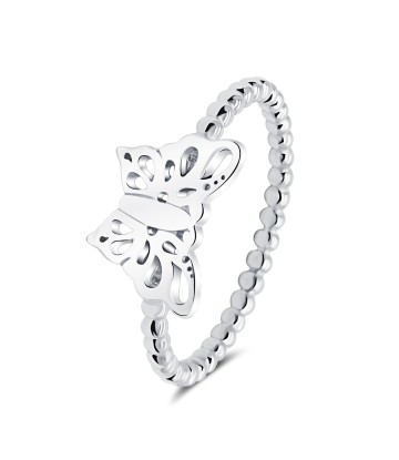 Ball Pattern around Circle with Cute Butterfly Ring NSR-4090